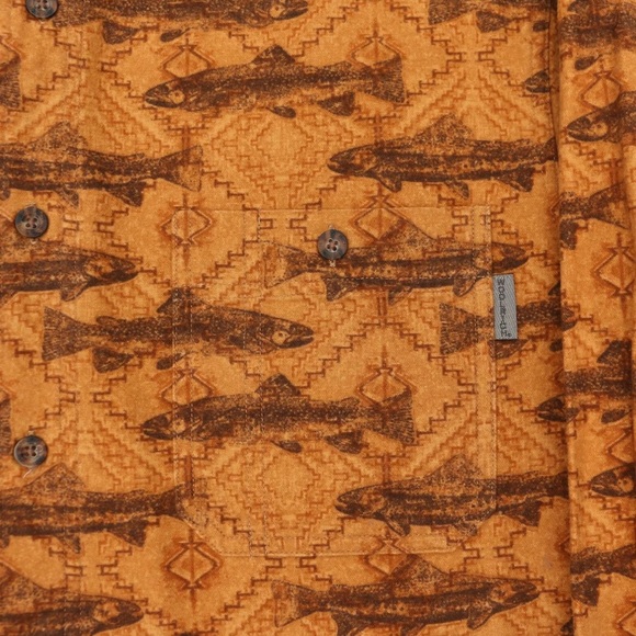 Vintage Woolrich men’s XL button down southwest fish trout flannel buckskin - Picture 3 of 6